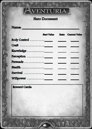 Aventuria Hero Document Pad